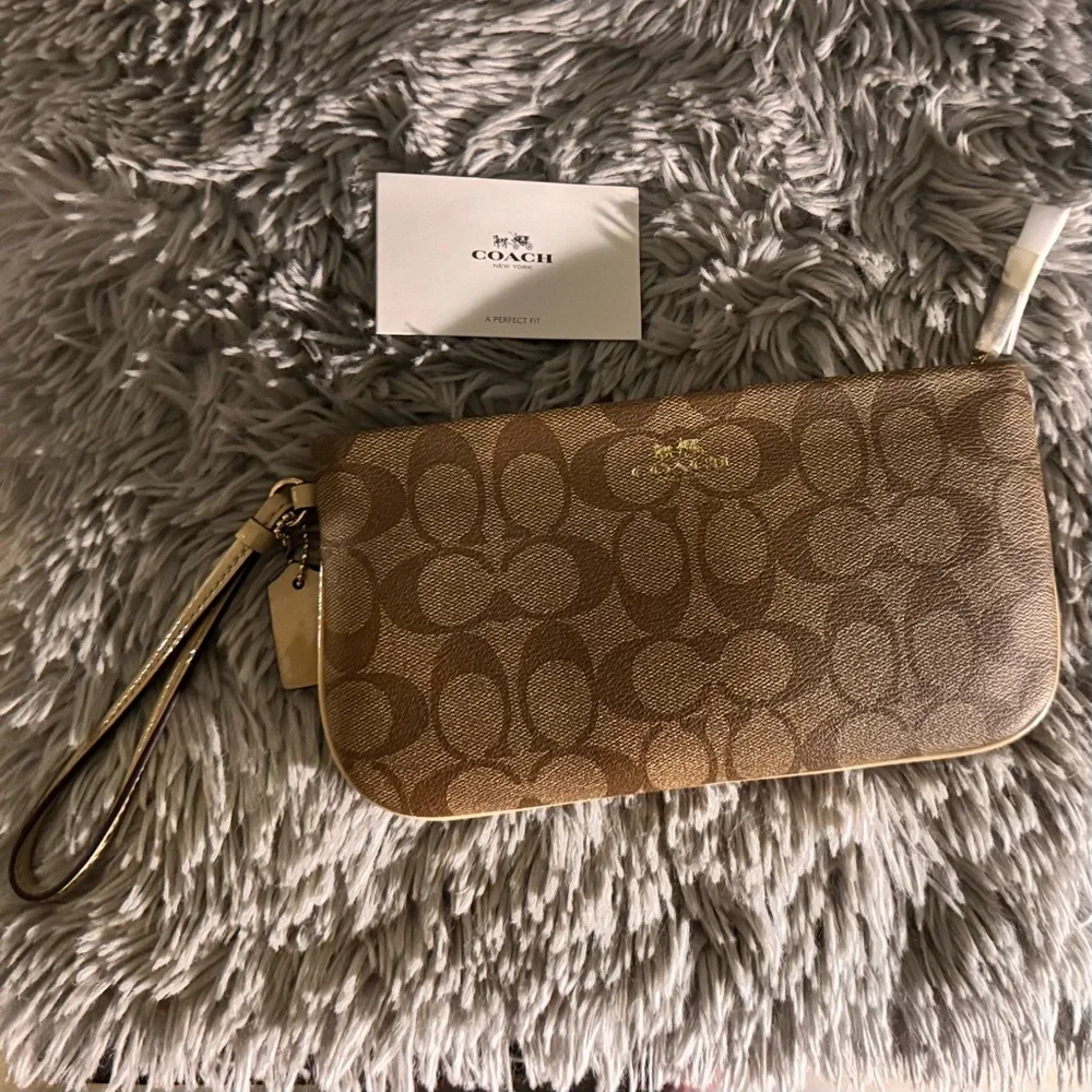 Coach Brown Signature Wristlet